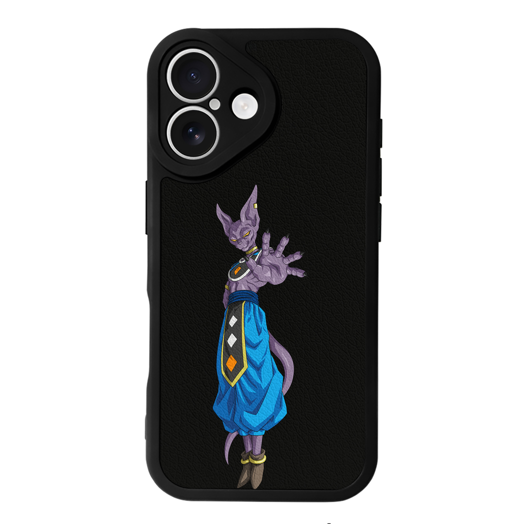（画像用） ドラゴンボール ビルス 破壊神ビルス DRAGON BALL Beerus Birusu 【iPhone 16シリーズ対応】シリコンスマホケース（レザー調） 材質：シリコン